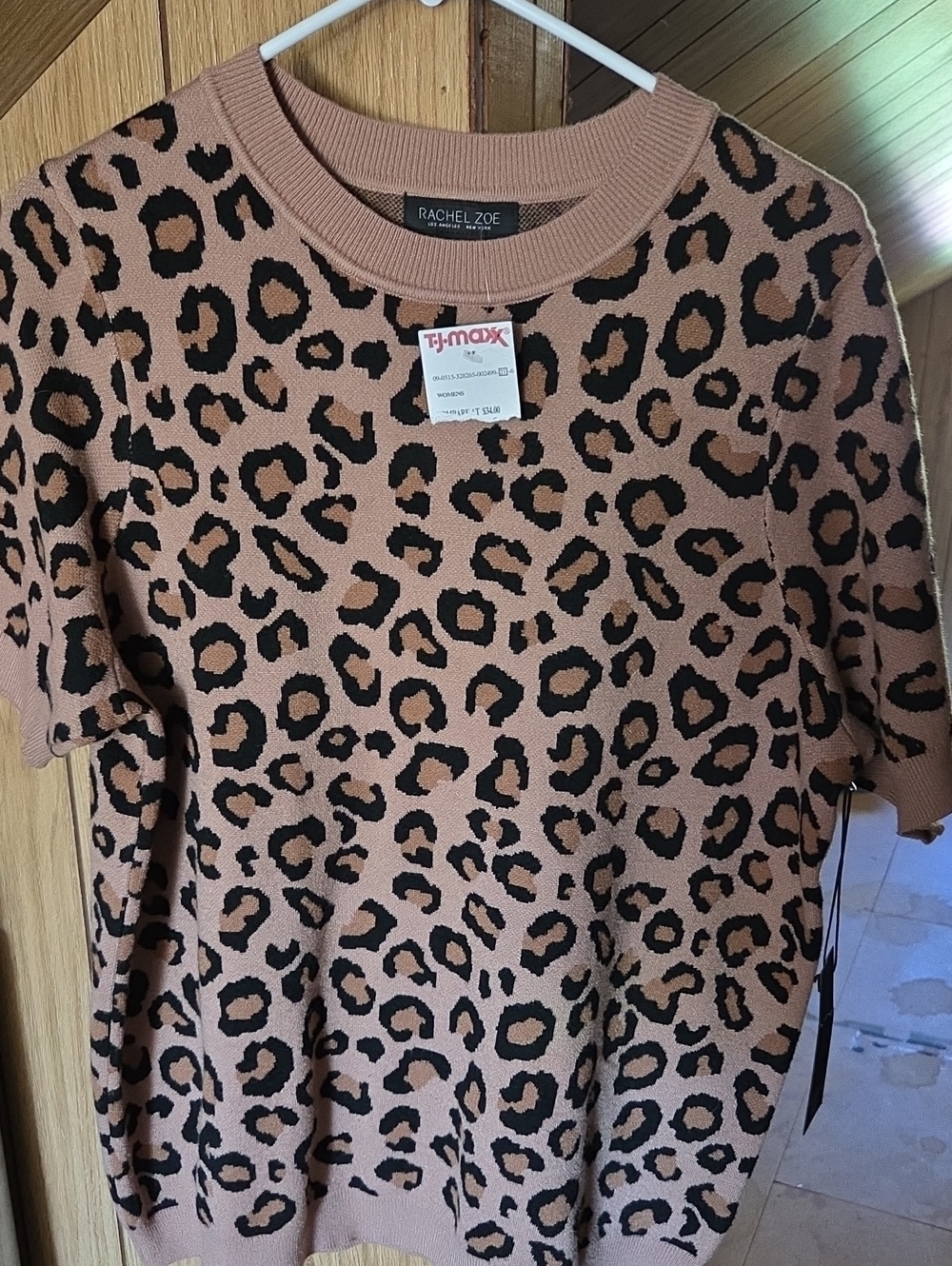 Rachel Zoe Tan and Black Leopard Crewneck Sweater